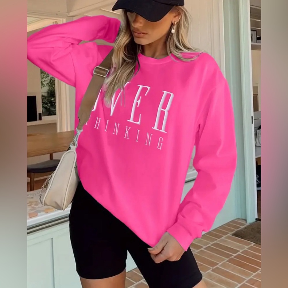 Ladies Overthinker sweatshirt Pink - Picture 2 of 4